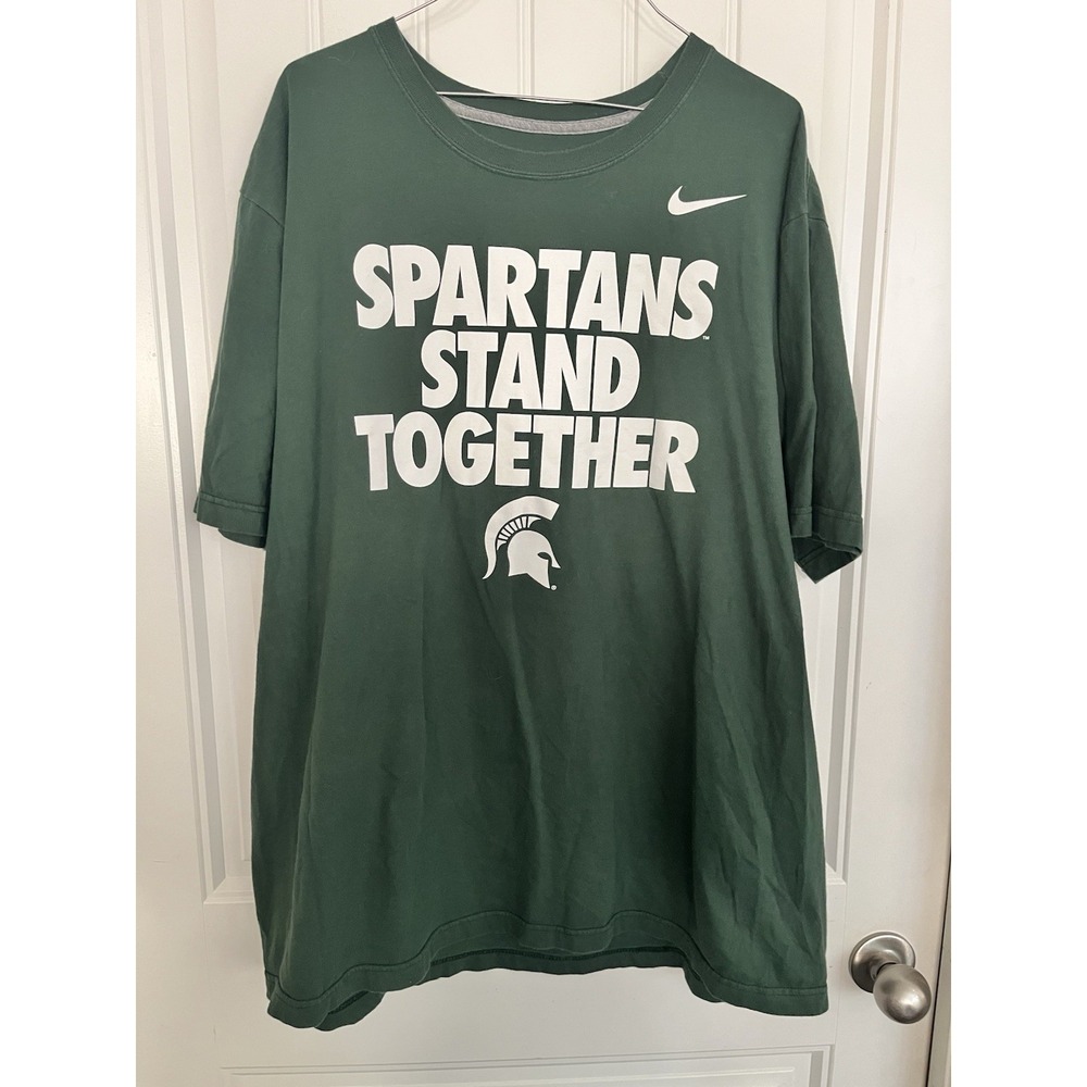 Nike Michigan State University XXL Spartan Strong T-Shirt Green 100% Cotton 777